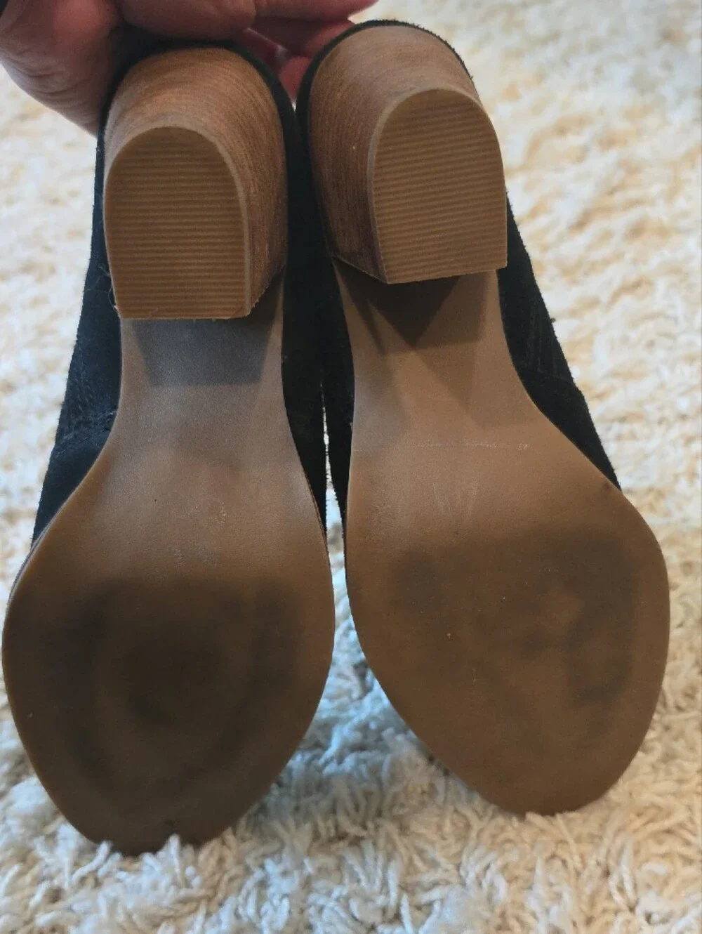 Steve Madden Black Suede Ankle Booties with Brown Sole